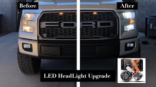 2016 Ford F150 LED HeadLight Bulb Conversion Before amp After [upl. by Antonia379]