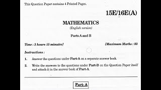 Telangana TS 10th class Maths 1 amp 2 2022 Mathematics question paper EM state syllabus [upl. by Cronin]