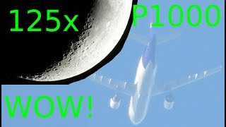 Nikon P1000 zoom video tests Moon jet airplane birds [upl. by Odlopoel]