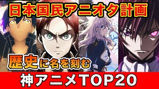 【おすすめアニメランキング】第１回・日本国民アニオタ計画！最強神アニメTOP20 [upl. by Esdnyl]