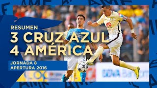 Resumen Cruz Azul 3  4 América  Jornada 8  Apertura 2016 [upl. by Elpmid416]