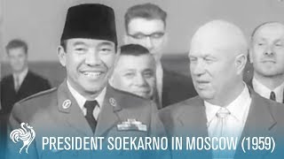 President Soekarno of Indonesia in Moscow 1959  British Pathé [upl. by Statis]