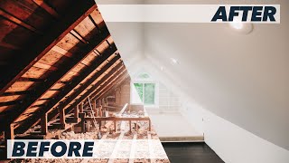 Incredible Attic Transformation in 5 Min  Timelapse DIY Attic Loft Renovation [upl. by Avirt]