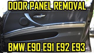 BMW E90 E91 E92 E93 Door Panel Removal [upl. by Emyam]