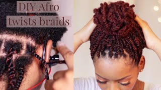 Afro kinky twist braids on natural hair [upl. by Sueddaht]