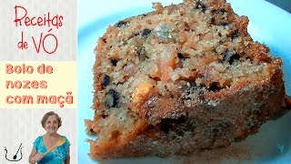 Bolo de nozes com maçã  Receitas de Vó 05 [upl. by Jaffe]