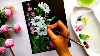 Easy Flower Painting Tutorial  Beginner Flower Painting  Acrylic Painting [upl. by Algernon]