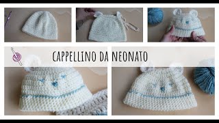 Cappellino da neonato a Uncinetto  Tutorial [upl. by Akenet]