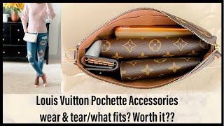 Louis Vuitton Pochette Accessoires Review Wear amp Tear What fitsWorth it [upl. by Body]