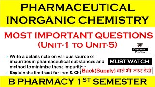 pharmaceutical inorganic chemistry 1 semester important questions  b pharma 1 sem  Carewell Pharma [upl. by Eddi]