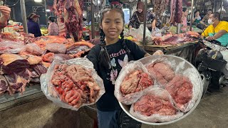 Market show Yummy beef brain and beef meat cooking with country style  Cooking with Sreypich [upl. by Talie797]