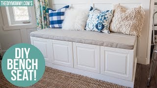 IKEA Hack  How to Build a Bench from Kitchen Cabinets  The DIY Mommy [upl. by Fletch]