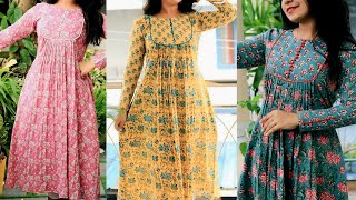 😊HOW TO MAKE PLEATED KURTI DESIGN  U SHAPE YOKE KURTI WITH POTLI BUTTON EASY CUTTING AND STITCHING [upl. by Jallier471]