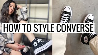 HOW TO STYLE HIGH TOP CONVERSE 5 casual outfits [upl. by Karilynn]