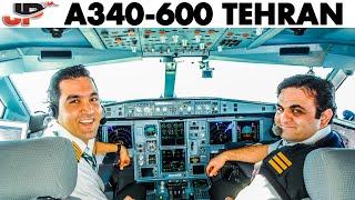 Piloting Airbus A340 600 from Tehran  Cockpit Views [upl. by Nailij]