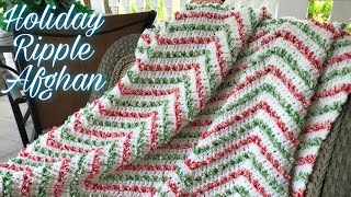 Holiday Ripple Afghan  Crochet Tutorial  Christmas Crochet  LIONBRAND [upl. by Nyllij457]