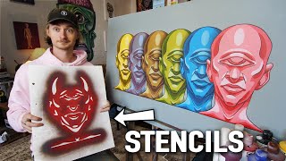 HOW TO MAKE STENCILS  EPIC MultiLayered Stencil Canvas Project [upl. by Ijic]