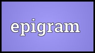 Epigram Meaning [upl. by Naniac]