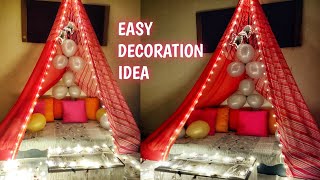 Anniversary Decoration Ideas At Home  How to Make DIY Canopy by Saree  Part 1 [upl. by Milon]