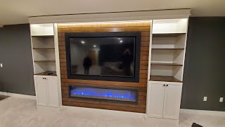 Custom Built In Entertainment Center 75quot TV With Fireplace Start to Finish [upl. by Grochow]