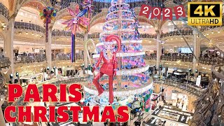 CHRISTMAS IN PARIS 2023  Galeries Lafayette Haussmann  Opening Night  4K Walking Tour [upl. by Tristis]