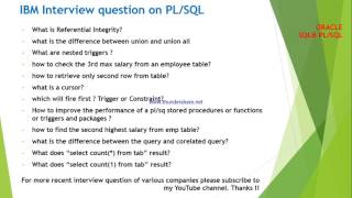 IBM interview questions on SQL and PLSQL part 3 [upl. by Notle]