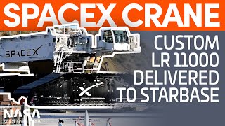 Custom SpaceX Crane Arrives to Starbase  SpaceX Boca Chica [upl. by Erlene]