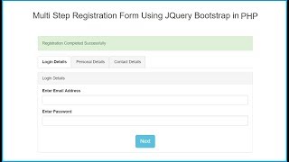 Multi Step Registration Form Using JQuery Bootstrap in PHP [upl. by Philender]