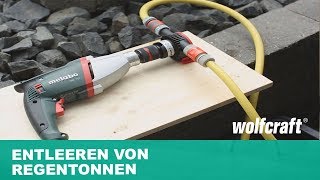 Bohrmaschinenpumpe Entleeren von Wasserbetten und Regentonnen  wolfcraft [upl. by Epp]