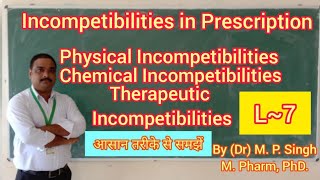 Incompatibilities or Error in Prescription  Pharmaceutics I BPharm  DPharm  L5 [upl. by Hcaz]