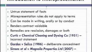 Misrepresentation Lecture 1 of 4 [upl. by Terryn]