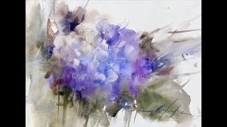 WatercolorAquarela  Demo HortensiaHydrangea [upl. by Towrey]