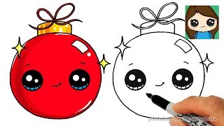 How to Draw a Christmas Ornament Easy and Cute [upl. by Llekcm355]