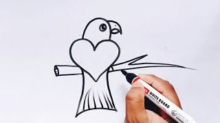 How To Draw A Parrot From Heart  How To Draw A Bird Easy Step By Step Drawing Tutorial [upl. by Earley306]