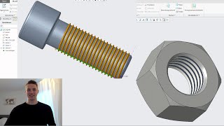 PTC Creo Tutorial für Anfänger  Creo Gewinde Screw and Nut thread [upl. by Negaet]