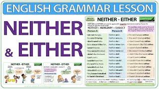 NEITHER  EITHER  English grammar lesson [upl. by Oram]