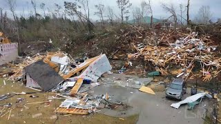 03262021 Newnan GA  Extensive tornado damage on S Side of City Homes Destroyed Drone [upl. by Hen664]