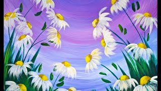 EASY Spring Flowers Acrylic Painting on Canvas for Beginners lovespringart2017  TheArtSherpa [upl. by Nosraep423]