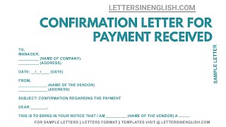 Payment Confirmation Letter – Sample Letter of Confirmation [upl. by Mozes]