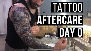 How To Treat A New Tattoo Healing ProcessAftercare DAY 0  FRESH [upl. by Ydassac]