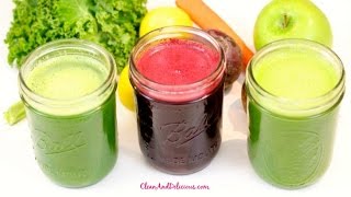 3 Tasty Green Juice Recipes  CleanAndGreenWithDani [upl. by Eecart36]