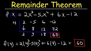 Remainder Theorem and Synthetic Division of Polynomials [upl. by Gorrono673]