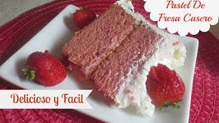 Pastel De Fresa Casero Riquísimo y Fácil de hacer   Madelins Cakes [upl. by Enelime]