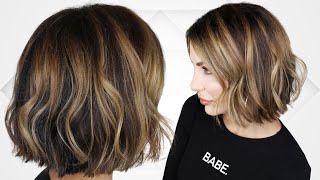 How To Style A Blunt Bob  Undone Textured Waves  Short Hair [upl. by Attenej]