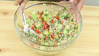 Couscous Salad  Healthy and Easy  Vegetables  Herbs [upl. by Nalliuq]