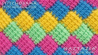 HOW to CROCHET ENTRELAC  Tunisian Interlaced Patchwork Diamonds Entrelec by Naztazia [upl. by Akirehc423]