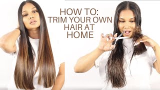 HOW TO TRIM YOUR OWN HAIR AT HOME  BEAUTY BY DN [upl. by Nahtan]