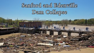 Sanford and Wixom Flood 2020  Drone  Dam Collapse [upl. by Fred]