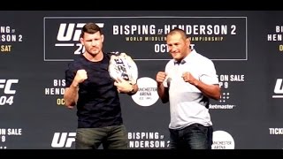 Michael Bisping vs Dan Henderson Face Off at UFC 204 Presser [upl. by Arimat406]