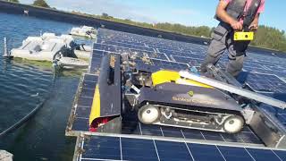 Floating solar panel cleaning with SolarCleano [upl. by Ymmij]